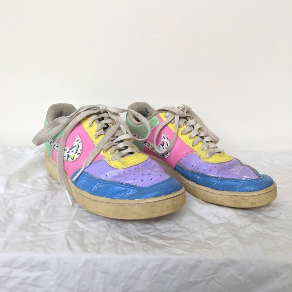 Nike Shoes - Nike Air Force One Confetti Swoosh Pastel Purple Pink Yellow Blue Green size 9